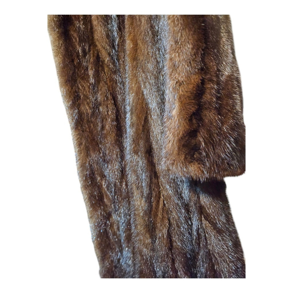 Women's Famous Barr Brown Authentic Mink Fur Coat Size L - Picture 10 of 12